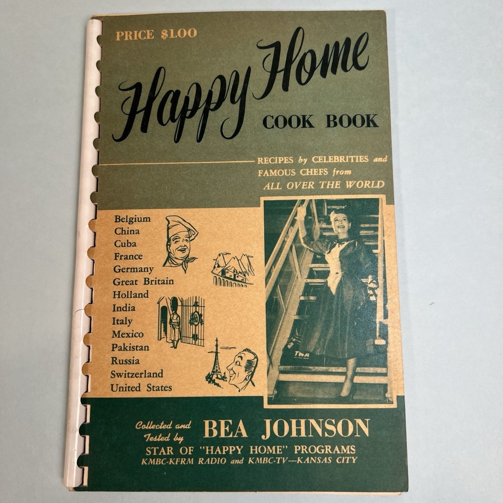 1955 Vintage Happy Home Cookbook Bea Johnson KMBC TV Midwest Kansas City
